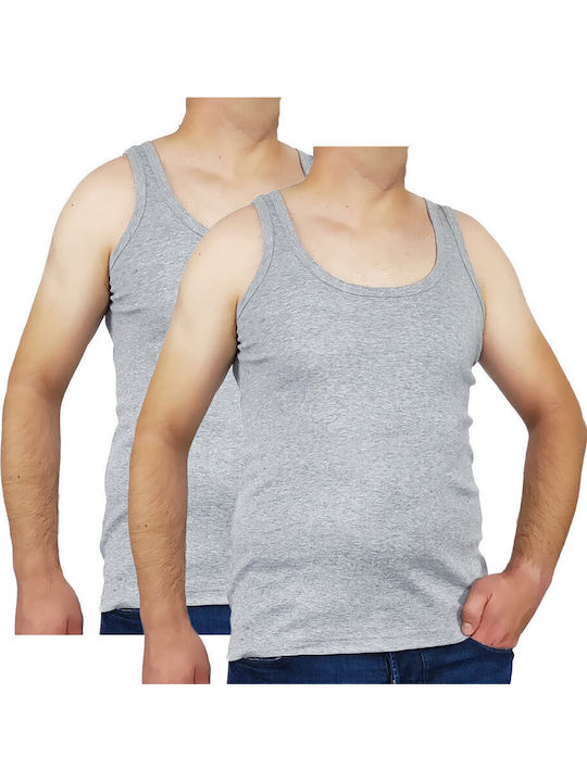 Herren Unterhemden ΓΚΡΙ 2Packung