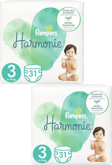 Pampers Tape Diapers Harmonie 1+1 No. 3 for 6-10kg 62pcs