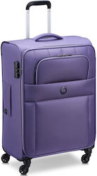 Delsey Large Travel Bag Fabric Purple with 4 Wheels Height 78cm