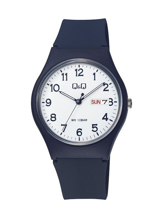 Q&Q Watch with Blue Rubber Strap