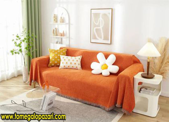 To megalo pazari Throws Set 3 pcs Chenille Orange