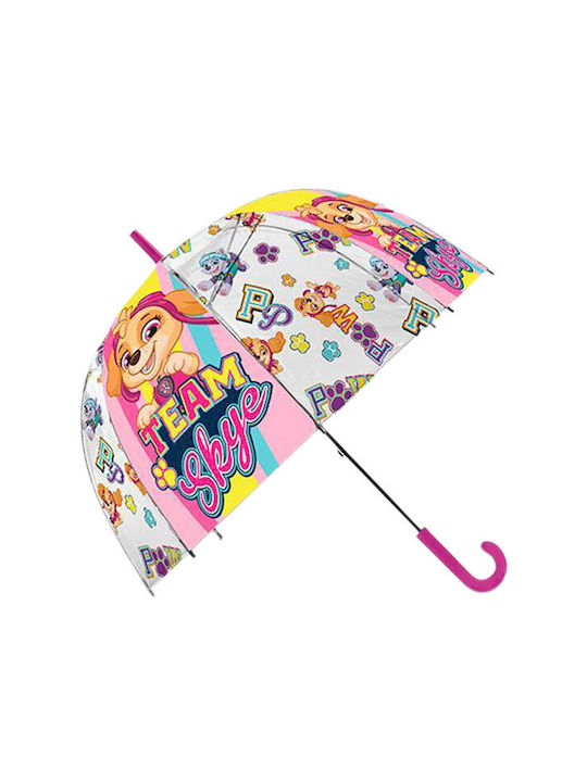 Kids Curved Handle Auto-Open Umbrella with Diameter 46cm Transparent