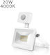 Aigostar Στεγανός Προβολέας LED 20W Φυσικό Λευκό 4000K με Αισθητήρα Κίνησης IP65