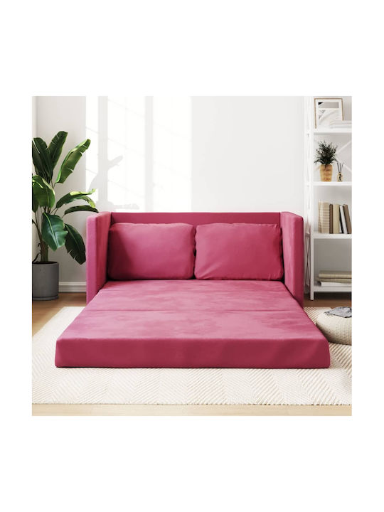 Two-Seater Sofa Bed Velvet Burgundy 122x204x55 cm