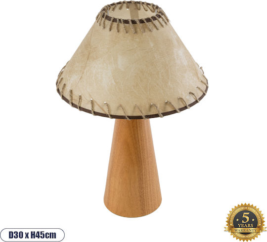 GloboStar Wood Table Lamp for Socket E27 with Beige Shade and Base
