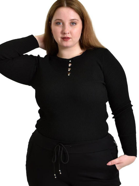 Potre Damen Crop Top Langärmelig Black