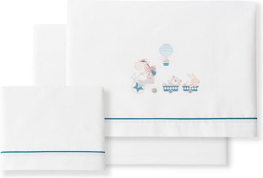 Interbaby Baby Sheets Set Crib Cotton Fitted White 115x175cm 3pcs