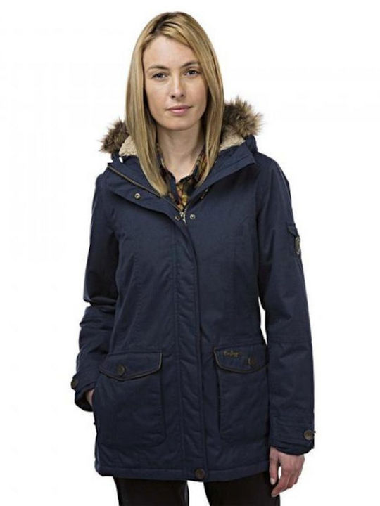 Craghoppers Women's Short Puffer Jacket Waterproof for Winter with Hood Blue