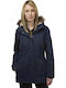 Women's for Hiking Short Puffer Jacket Waterproof for Winter with Hood Blue