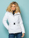 Women's Short Puffer Jacket for Winter White