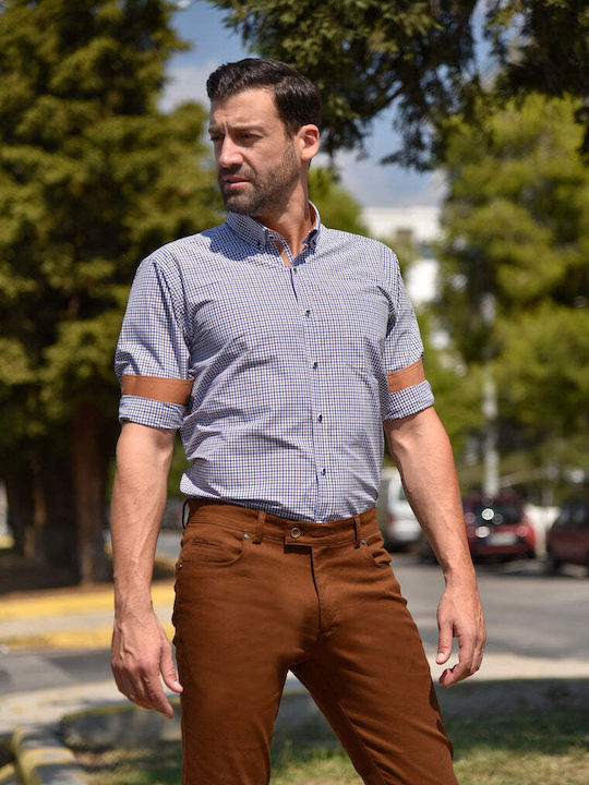 Long Sleeve Shirt Regular Fit Checked Blue/Tan