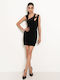 Toi&Moi Mini Βραδινό Φόρεμα Σατέν Μαύρο
