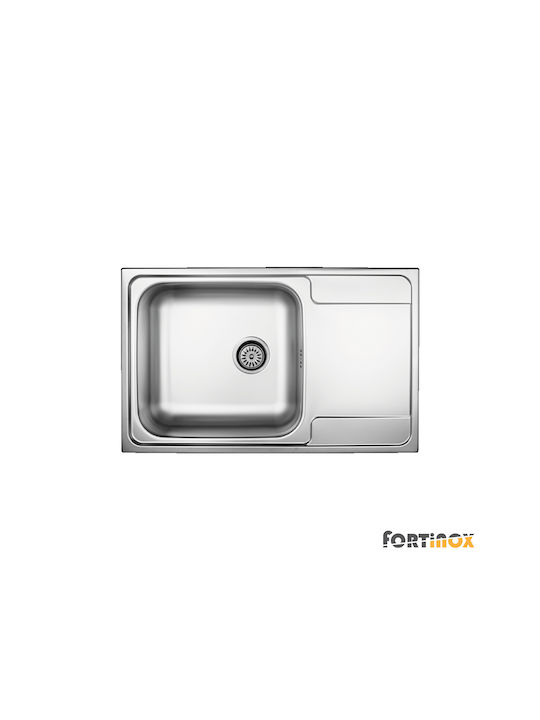 Fortinox Valley Ένθετος Νεροχύτης Inox Σατινέ Μ79xΠ50cm Ασημί
