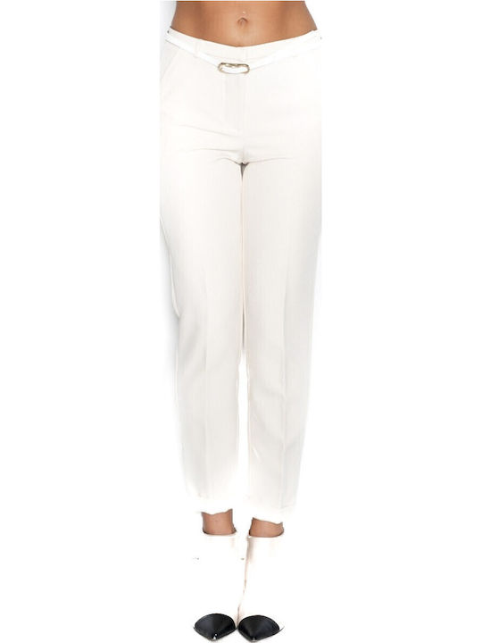 Women's Fabric Trousers Ecru