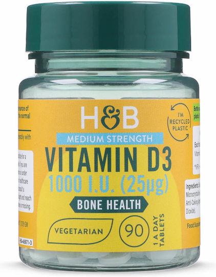 Holland & Barrett Vitamina D3 pentru Întărirea Sistemului Imunitar & Sănătatea Oaselor 1000iu 90 Tablete