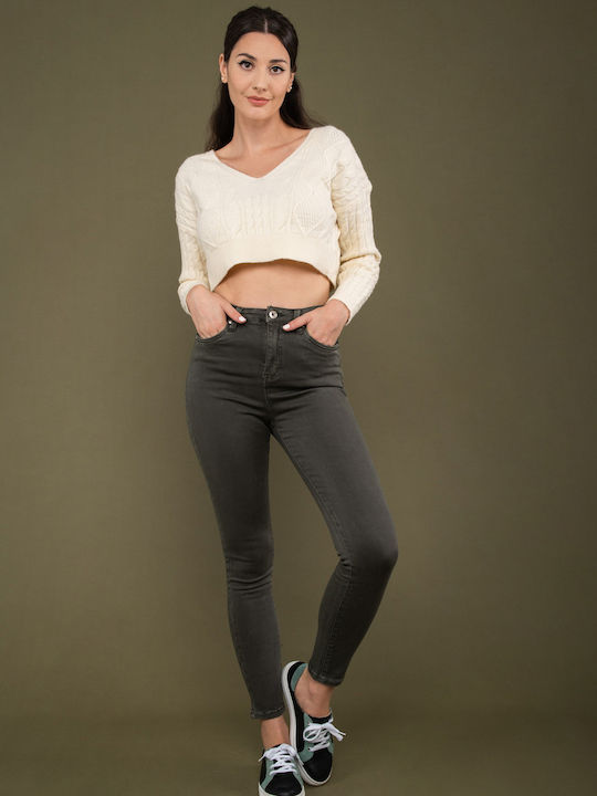 E-shopping Avenue Γυναικείο Jean Παντελόνι σε Skinny Εφαρμογή BLACK