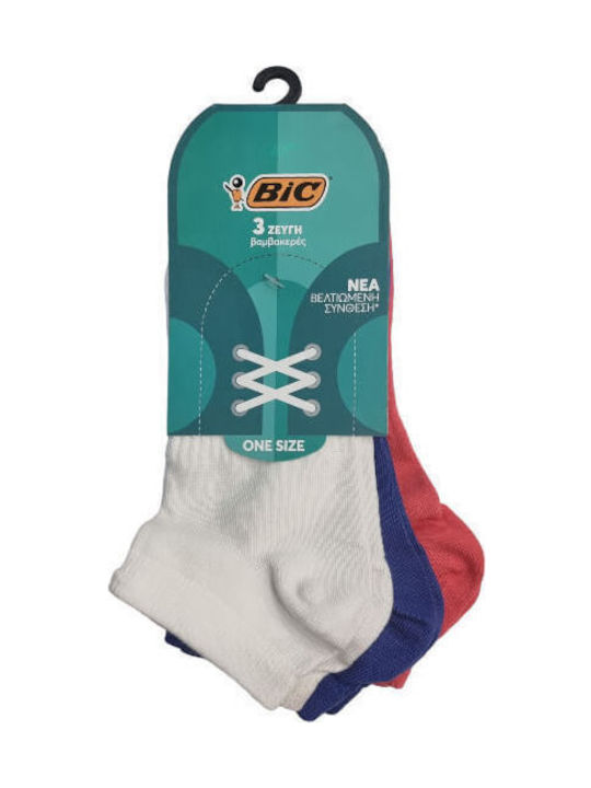 BIC Women's Socks WHITE-BLUE-CORAL 3Pack