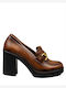 Zakro Collection Leather Tabac Brown Heels