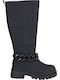 Damenstiefel mit mittlerem Absatz & Gummizug Schwarz