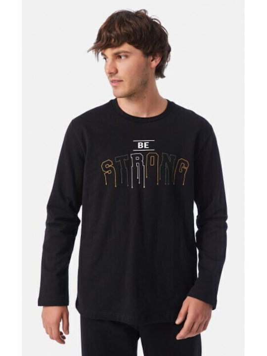 Minerva Men's Winter Pajama Blouse Black