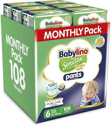 Babylino Sensitive Cotton Soft Pants Diaper Pants No. 6 for 13-18 kg 108pcs