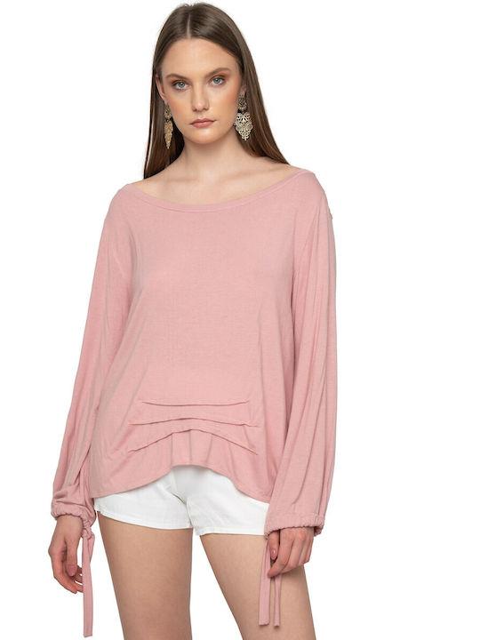 E-shopping Avenue Damen Bluse Langärmelig Pink