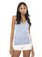 E-shopping Avenue Women's Blouse Sleeveless with V Neck Light Blue