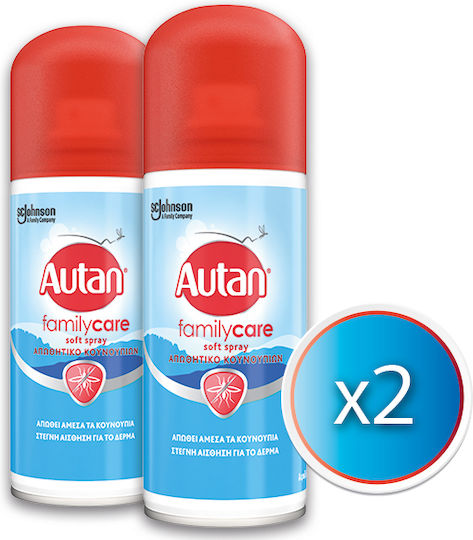 Autan Family Care Soft Σετ με Εντομοαπωθητική Λοσιόν σε Spray Κατάλληλη για Παιδιά 100ml 2τμχ