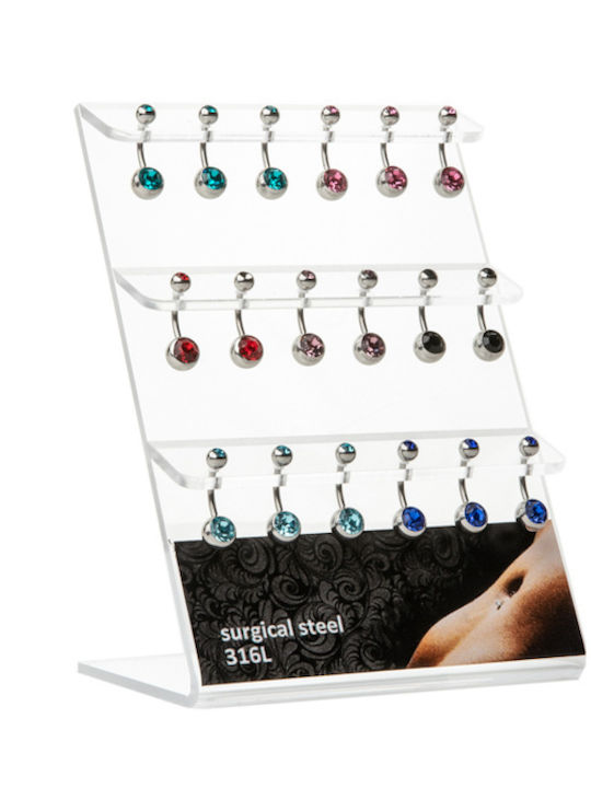 Ro-Ro Accessories Σκουλαρίκι Αφαλού από Ατσάλι Ασημί / Τιρκουάζ