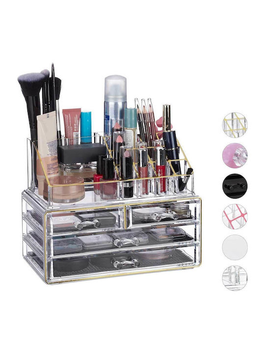 Relaxdays Relaxdays Kosmetikorganisator mit 4 Schubladen Transparent 2 Stück 24x19x13,5cm