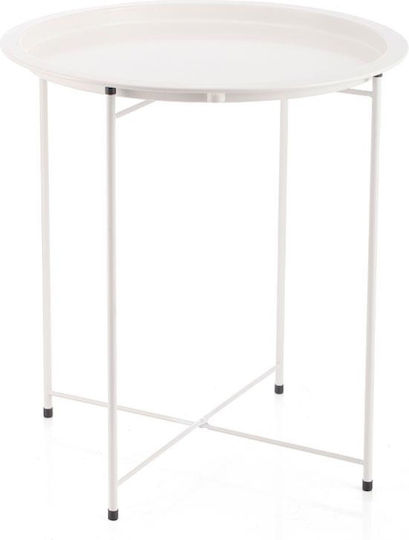 Masă Laterală Rotundă Wr Metalică Pliabilă Albă L47xL47xÎ50cm