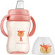Akuku Baby Cup with Handles and Straw Deer made of Plastic Orange 240ml