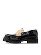 Leder Damen Loafers in Schwarz Farbe
