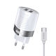 Inkax Charger with 2 USB-A Ports and Cable USB-C Whites (CD-79)