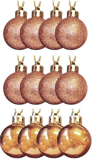 Set 12 Large Rose Gold Balls 12cm