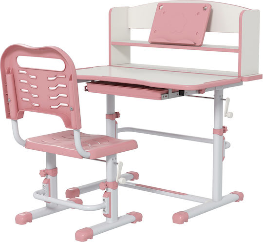 Birou Pentru Copii Din Melamină Roz 80x54x82-104cm