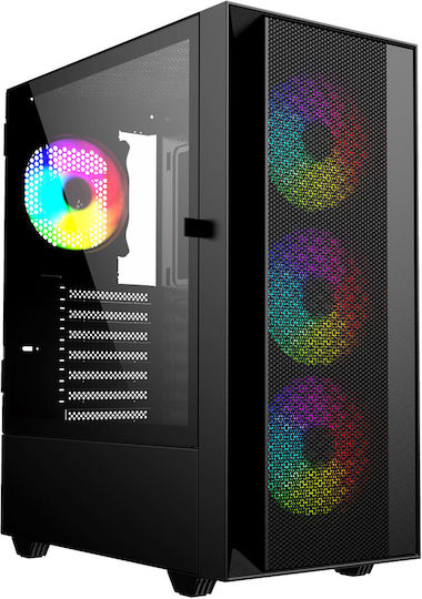 Gembird Fornax 4000 Геймърско бюро Midi Tower Компютърна кутия с RGB осветление Черен
