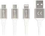 Prio Regular USB to Lightning / Type-C / micro USB 2m 3A Cable White