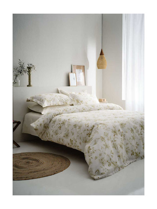 Vesta Home Duvet Cover Set Cotton Single with Pillowcase 170x240 Rebecca 1 Ecru