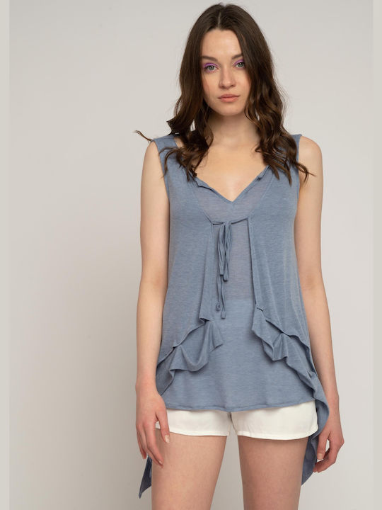 E-shopping Avenue pentru Femei Bluză Fără mâneci Albastră