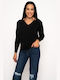E-shopping Avenue Damen Bluse mit Trägern & V-Ausschnitt Schwarz