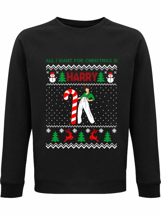 Sweatshirt Unisex Organic " Ugly Christmas Sweatshirt Harry Styles " Black