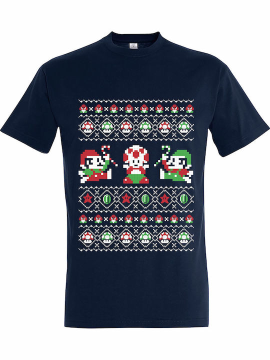 Tricou Unisex " Ugly Cristmas T-shirt Super Mario " French Navy