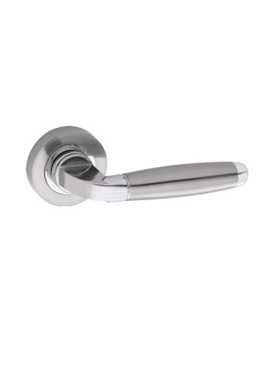 Import Hellas Lever Front Door with Rosette Z-023 Pair Nickel Matt