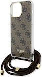 Guess Plastic Back Cover with Strap Brown (iPhone 15 Pro)