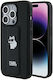Karl Lagerfeld Gripstand Saffiano Choupette Pins Umschlag Rückseite Kunststoff Schwarz (iPhone 14 Pro Max)