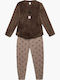 Minerva Kinder Schlafanzug Winterlich Brown Fleece Pajama