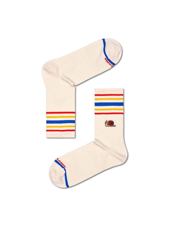 Happy Socks 3/4 Crew Ανδρικές Κάλτσες με Σχέδια Μπεζ