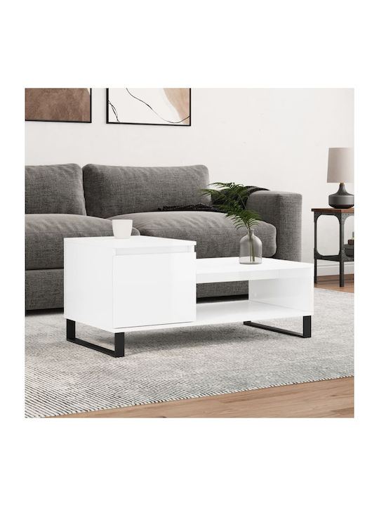 Rectangular Wooden Coffee Table White L100xW50x...