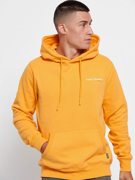 Funky Buddha Men's Sweatshirt with Hood and Pockets Yellow